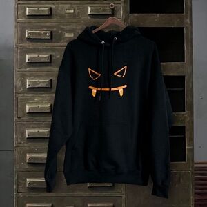 HALLOWEEN • Pumpkin Hoodie Sweatshirt Jack-O-Lantern Black Candy